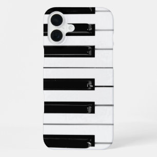 Funda Para iPhone 16 Plus Teclas realistas de piano en blanco y negro