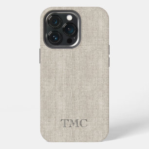 Funda Para iPhone 13 Pro Técnica de tela de lino natural de lujo con inicia