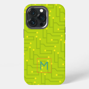 Funda Para iPhone 13 Pro Tecnología de placa de circuito INICIAL verde dive