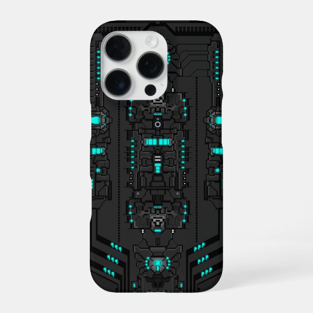 Funda Para iPhone Tecnología Retro-Futurista PixelArt (Reverso)
