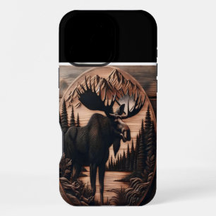 Funda Para iPhone 16 Pro Max Tejido de alce de madera