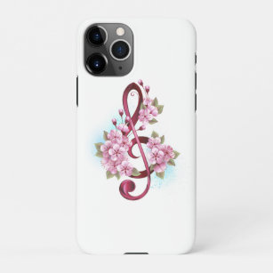 Funda Para iPhone 11Pro Tejidos musicales notas de colores con flores de S