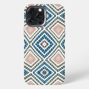 Funda Para iPhone 13 Pro Max tela de barro tribal africana tan azul verdoso
