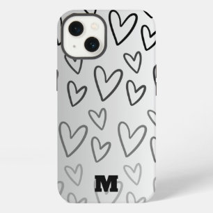 teléfono personalizado con corazón blanco y negro 