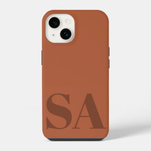 Funda Para iPhone 14 Terracota moderna inicial mínima contemporánea