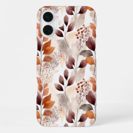 Funda Para iPhone 16 Plus Terracota y hojas de otoño de Borgoña | Boho Autum