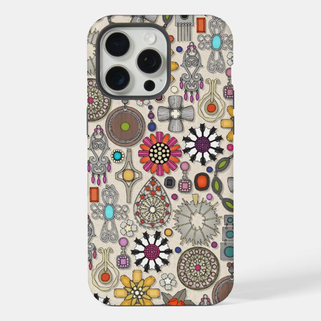 Funda Para iPhone tesoros de joyas boho de lino (Reverso )
