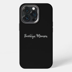 Funda Para iPhone 13 Pro Texto de nombre de guión informal moderno negro pl