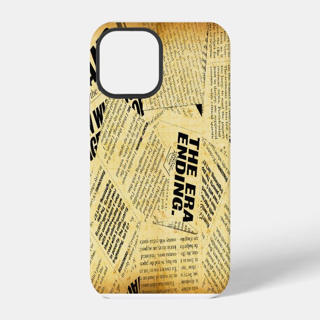 Funda Para iPhone Texto de periódico con papel antiguo (Reverso )