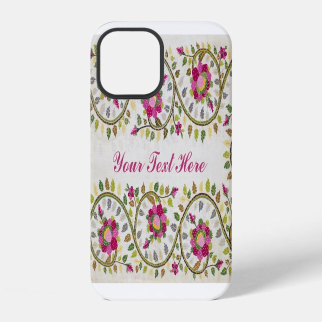 Funda Para iPhone Texto de personalizable, Patrón de Peonies, Willia (Reverso )