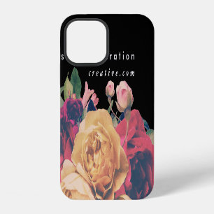 Funda Para iPhone 12 Texto en negro y blanco Negocio Rosa Botánica Fies