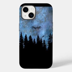 Funda Para iPhone 14 Texto personalizado bosque de pinos noche