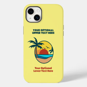 Funda Para iPhone 14 Plus Texto personalizado puesta de sol isla tropical