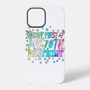 Funda Para iPhone 12 Pro textos de rayas coloridas pero primero mis 70 años