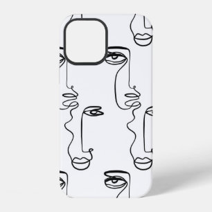 Funda Para iPhone 12 Textura con rostros abstractos. Una línea continua