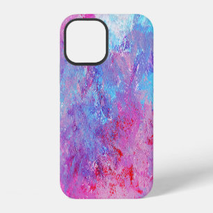 Funda Para iPhone 12 Textura creativa rosa-azul, manchas de pintura.