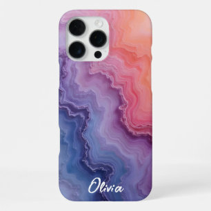 Funda Para iPhone 16 Pro Max Textura de ágata en colores de amanecer