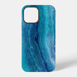 Funda Para iPhone 12 Textura de ágata verde mar azul