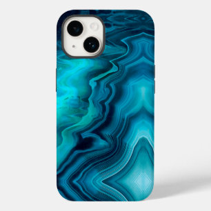 Funda Para iPhone 14 Textura de ágata verde marino