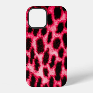 Funda Para iPhone 12 Textura de cuero de leopardo con colores negro y r