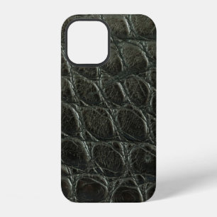 Funda Para iPhone 12 Textura de cuero genuino de caimán negro, primer p