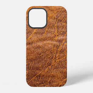 Funda Para iPhone 12 textura de cuero marrón naturaltextura, cuero, esq