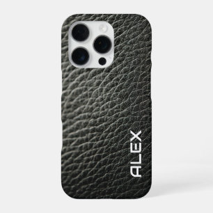 Funda Para iPhone 16 Pro Textura de cuero oscuro - Ricos patrones realistas
