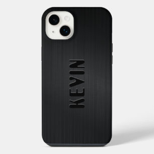 Funda Para iPhone 14 Plus Textura de fibra negra con monograma
