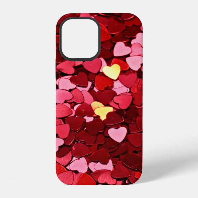 Funda Para iPhone Textura de fondo del corazón rojo (Reverso )