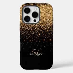 Funda Para iPhone 16 Pro Textura de lujo elegante con brillo dorado
