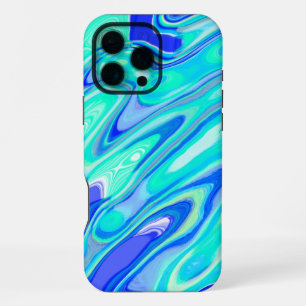 Funda Para iPhone 16 Pro Max Textura de mármol abstracto color turquesa azul