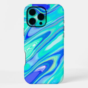 Funda Para iPhone 16 Pro Max Textura de mármol abstracto colorido turquesa azul