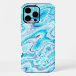 Funda Para iPhone 16 Pro Max Textura de mármol abstracto de color azul del océa