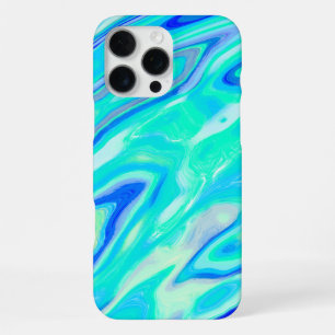 Funda Para iPhone 16 Pro Max Textura de mármol azul acua abstracto patrón líqui