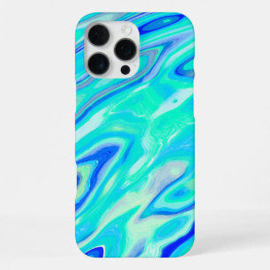 Funda Para iPhone 16 Pro Max Textura de mármol azul acuático Patrón líquido abs