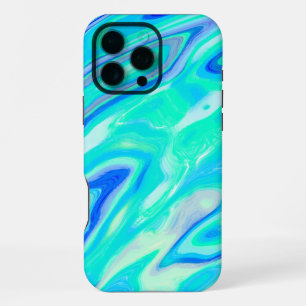 Funda Para iPhone 16 Pro Max Textura de mármol azul acuático patrón líquido abs