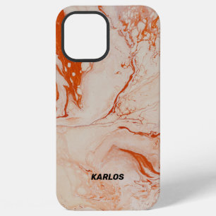 Funda Para iPhone 12 Pro Max Textura de mármol beige con acentos marrones