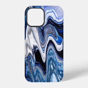 Funda Para iPhone 12 Textura de mármol de color blanco plateado de mar