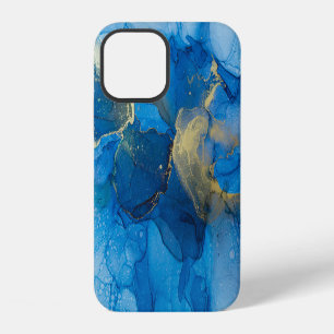 Funda Para iPhone 12 Textura de mármol dorado azul abstracto