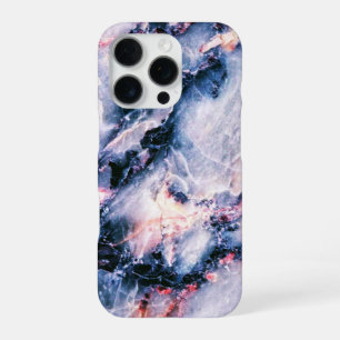 Funda Para iPhone 16 Pro Textura de mármol genial azul rosa blanco