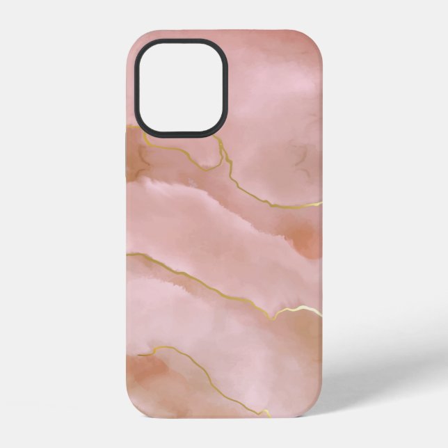 Funda Para iPhone textura de mármol líquido rosa (Reverso )