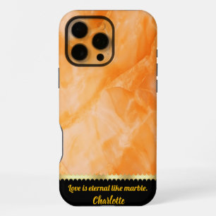 Funda Para iPhone 16 Pro Max Textura de mármol naranja cálido elegante