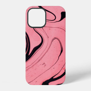 Funda Para iPhone 12 Textura de mármol rosa y negro. Pintado a mano