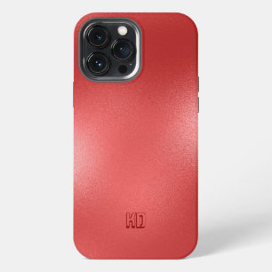 Funda Para iPhone 13 Pro Max Textura de Monograma Personalizado Rojo Irisado