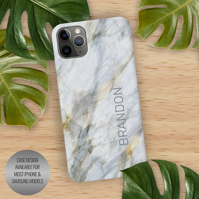 Funda Para iPhone Textura de Piedra de Mármol Azul Gris Azul de moda (Subido por el creador)
