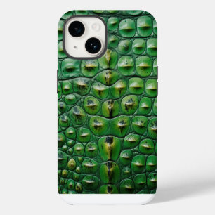 Funda Para iPhone 14 textura de piel de cocodrilo animal verde escama s