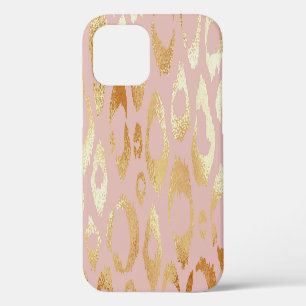 Funda Para iPhone 12 Textura de piel de leopardo, oro rosa