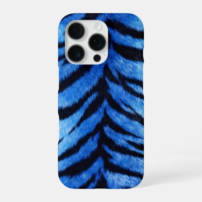 Funda Para iPhone textura de piel de tigre azul (Reverso)