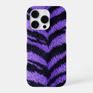 Funda Para iPhone 16 Pro textura de piel de tigre púrpura