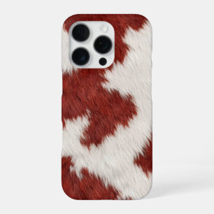 Funda Para iPhone 16 Pro textura de piel de vaca roja y blanca